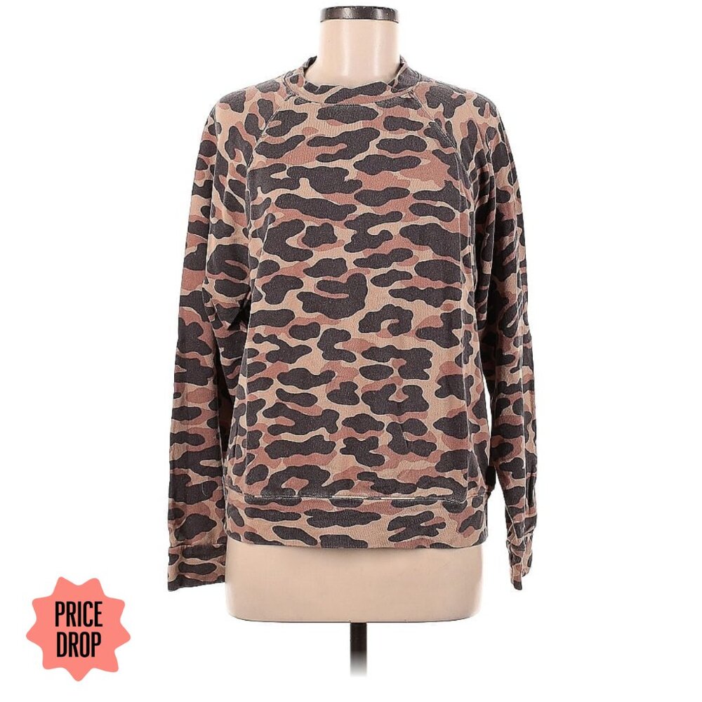Monrow Animal Print Pullover Long Sleeve Sweater Top Women Size extra small
